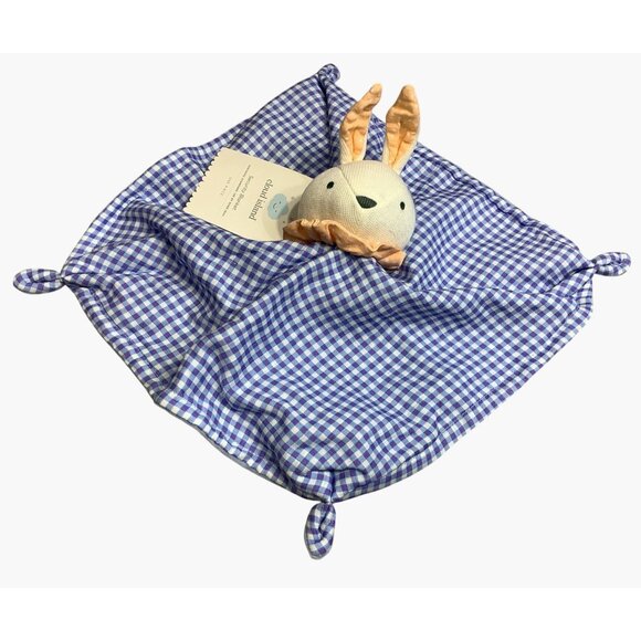 Cloud Island Bunny Rabbit Lovey Security Blanket Blue White Checkered Easter - Picture 2 of 6